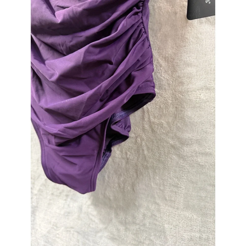 Miraclesuit Sanibel One Piece Swimsuit Sangria Purple Ruched Slimming Sz 12 $180